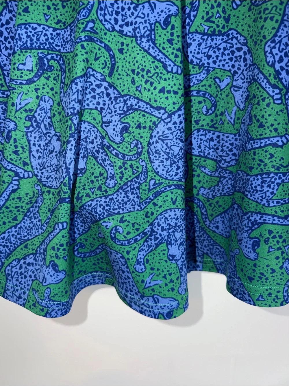 Emily Mccarthy NEW Blue & Green Flare Skort with Leopard Print